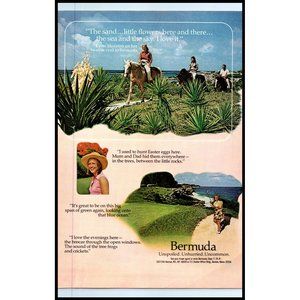 1974 Bermuda Vacation Travel Vintage Print Ad Unspoiled Unhurried Uncommon Decor